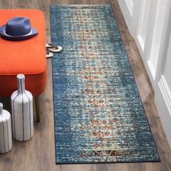 MONACO, BLUE / IVORY, 2'-2" X 6', Area Rug