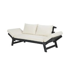 Outdoor Daybed With Dark Slate Grey Acacia Frame And Polyester Upholstery