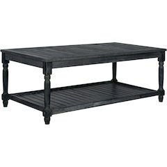 Dark Slate Grey Outdoor Coffee Table with Stain Finish and Steel Accents