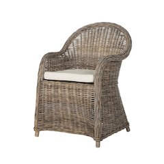 Outdoor Wicker Club Chair With Cotton Fabric And Kubu Frame