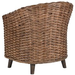 Outdoor Rattan Barrel Chair With White Polyester Cotton Fabric And Foam Cushion