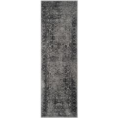 Adirondack, GREY / BLACK, 2'-6" X 16', Area Rug