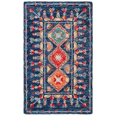 ASPEN, NAVY / ORANGE, 5' X 8', Area Rug