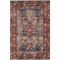 BIJAR, BROWN / ROYAL, 6'-7" X 9', Area Rug