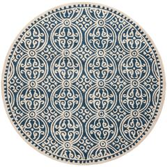 CAMBRIDGE, NAVY BLUE / IVORY, 8' X 8' Round, Area Rug, CAM123G-8R