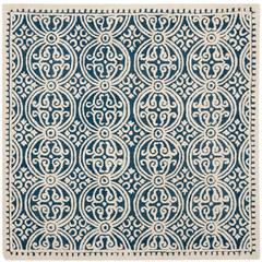 CAMBRIDGE, NAVY BLUE / IVORY, 9' X 9' Square, Area Rug