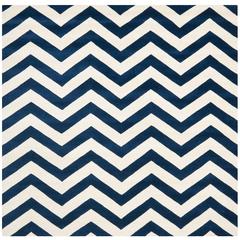 CHATHAM, DARK BLUE / IVORY, 7' X 7' Square, Area Rug, CHT715C-7SQ