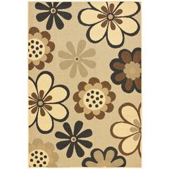 COURTYARD, NATURAL BROWN / BLACK, 8' X 11', Area Rug