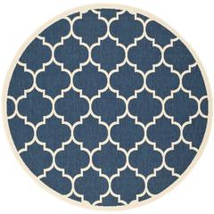 COURTYARD, NAVY / BEIGE, 7'-10" X 7'-10" Round, Area Rug, CY6914-268-8R