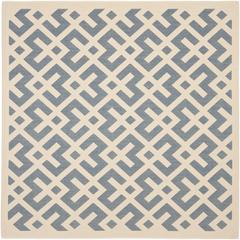 COURTYARD, BLUE / BONE, 7'-10" X 7'-10" Square, Area Rug