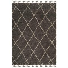 MOROCCAN FRINGE SHAG 200, GREY/CREAM, 6'-7" Square, Area Rug, MFG241A-7SQ