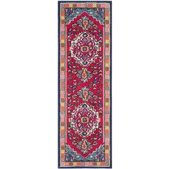 MONACO, RED / TURQUOISE, 2'-2" X 22', Area Rug