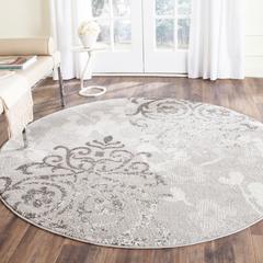 Adirondack, SILVER / IVORY, 9' X 9' Round, Area Rug