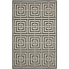 COURTYARD, BLACK / BONE, 9' X 12', Area Rug