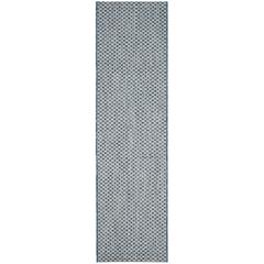 COURTYARD, BLUE / LIGHT GREY, 2'-3" X 8', Area Rug