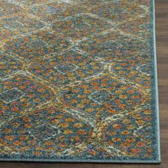 MADISON, BLUE / ORANGE, 6'-7" X 6'-7" Square, Area Rug, MAD140A-7SQ