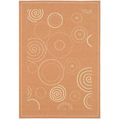 COURTYARD, TERRACOTTA / NATURAL, 5'-3" X 5'-3" Round, Area Rug, CY1906-3202-5R