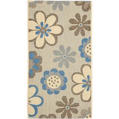 COURTYARD, NATURAL BROWN / BLUE, 6'-7" X 6'-7" Round, Area Rug, CY4035B-7R
