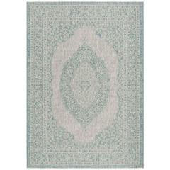 COURTYARD, LIGHT GREY / AQUA, 6'-7" X 6'-7" Round, Area Rug, CY8751-37112-7R
