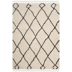 MOROCCAN FRINGE SHAG 200, CREAM/CHARCOAL, 6'-7" Square, Area Rug, MFG241B-7SQ