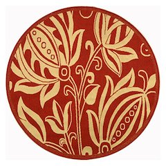 COURTYARD, RED / NATURAL, 5'-3" X 5'-3" Round, Area Rug, CY2961-3707-5R