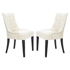 ABBY 19''H TUFTED SIDE CHAIRS (SET OF 2) - SILVER NAIL HEADS, MCR4701B-SET2