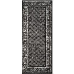 Adirondack, BLACK / SILVER, 2'-6" X 22', Area Rug, ADR110A-222