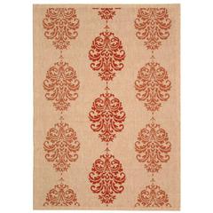 COURTYARD, NATURAL / RED, 7'-10" X 7'-10" Square, Area Rug, CY2720-3701-8SQ