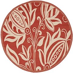 COURTYARD, RED / NATURAL, 7'-10" X 7'-10" Round, Area Rug