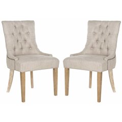 ABBY 19''H TUFTED SIDE CHAIRS (SET OF 2) - BRASS NAIL HEADS