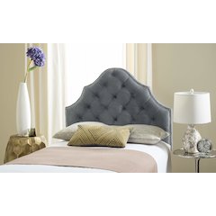 AREBELLE  GREY TUFTED HEADBOARD - SILVER NAIL HEAD, MCR4034D
