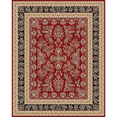 Red and Black Area Rug with Jute Backing and Power Loomed Construction