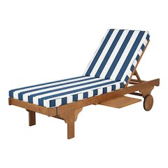 Outdoor lounge chair with side table, foam-filled upholstery, steel frame