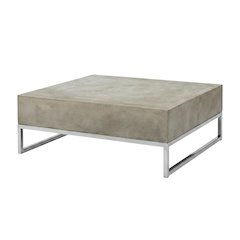 Modern outdoor concrete coffee table with acrylic finish and stainless hardware