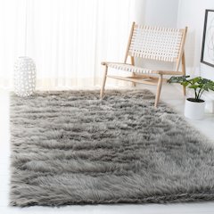 FAUX SHEEP SKIN, GREY, 6' X 9', Area Rug, FSS235D-6