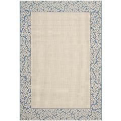 COURTYARD, NATURAL / BLUE, 6'-7" X 6'-7" Square, Area Rug, CY0727-3101-7SQ