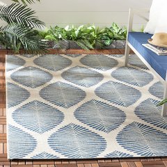 COURTYARD, BEIGE / NAVY, 6'-7" X 9'-6", Area Rug, CY7504-25812-6