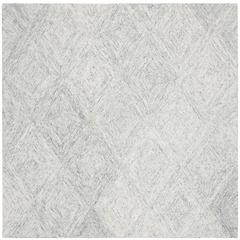 Abstract, SILVER, 6' X 6' Square, Area Rug