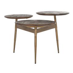 Ian 3 Circle Accent Table, Rustic Honey/Gold