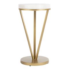 Theia Accent Table, White Marble/Gold