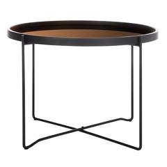 Ruby Medium Round Tray Top Accent Table, Black/Rose Gold