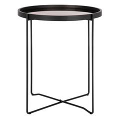 Ruby Small Round Tray Top Accent Table, Black/Rose Gold