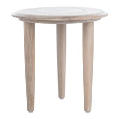 Rehnuma Carved Side Table, White Wash