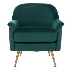 Brienne Mid Century Arm Chair, Emerald/Brass