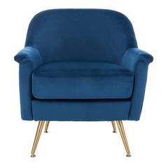 Brienne Mid Century Arm Chair, Navy/Brass