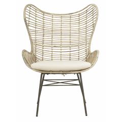 Malia Rattan Wingback Armchair, White Wash