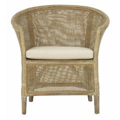 Alexana Rattan Armchair, Grey White Wash