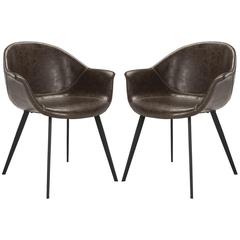 DUBLIN MIDCENTURY MODERN LEATHER DINING TUB CHAIR