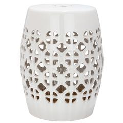 CREAM CIRCLE LATTICE GARDEN STOOL
