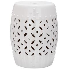 WHITE LATTICE COIN GARDEN STOOL